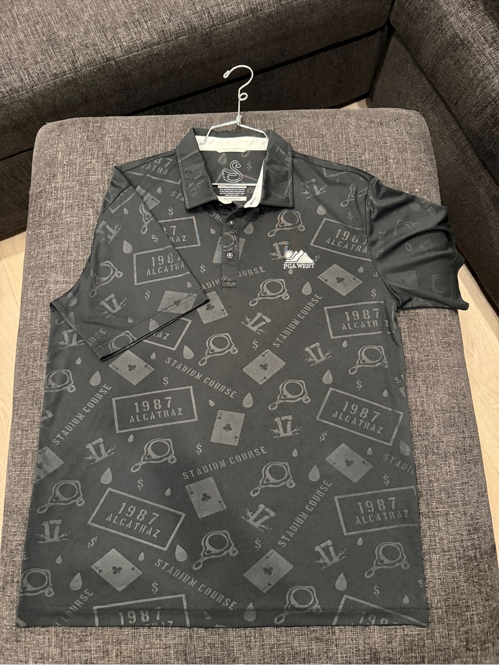 PGA West Men's Black Graphic Polo